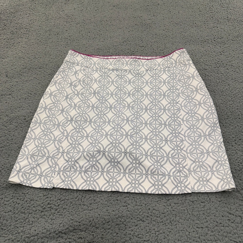 Fairway & Greene Skort Women 10 White Navy Geometric Quatrefoil Golf Tennis NEW